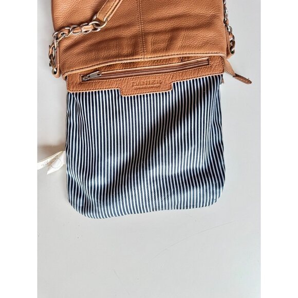 DANIER Brown Leather North South Zipper Crossbody Purse - Picture 13 of 15
